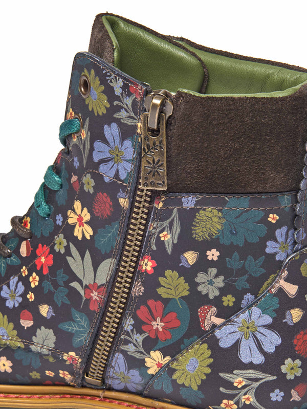 Brown / Multi sturdy suede ankle boots - BEATTOCK BROWN ACORN BLOOM LEATHER