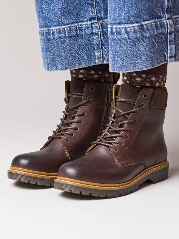 Brown sturdy suede ankle boots - BEATTOCK BROWN WAXY LEATHER