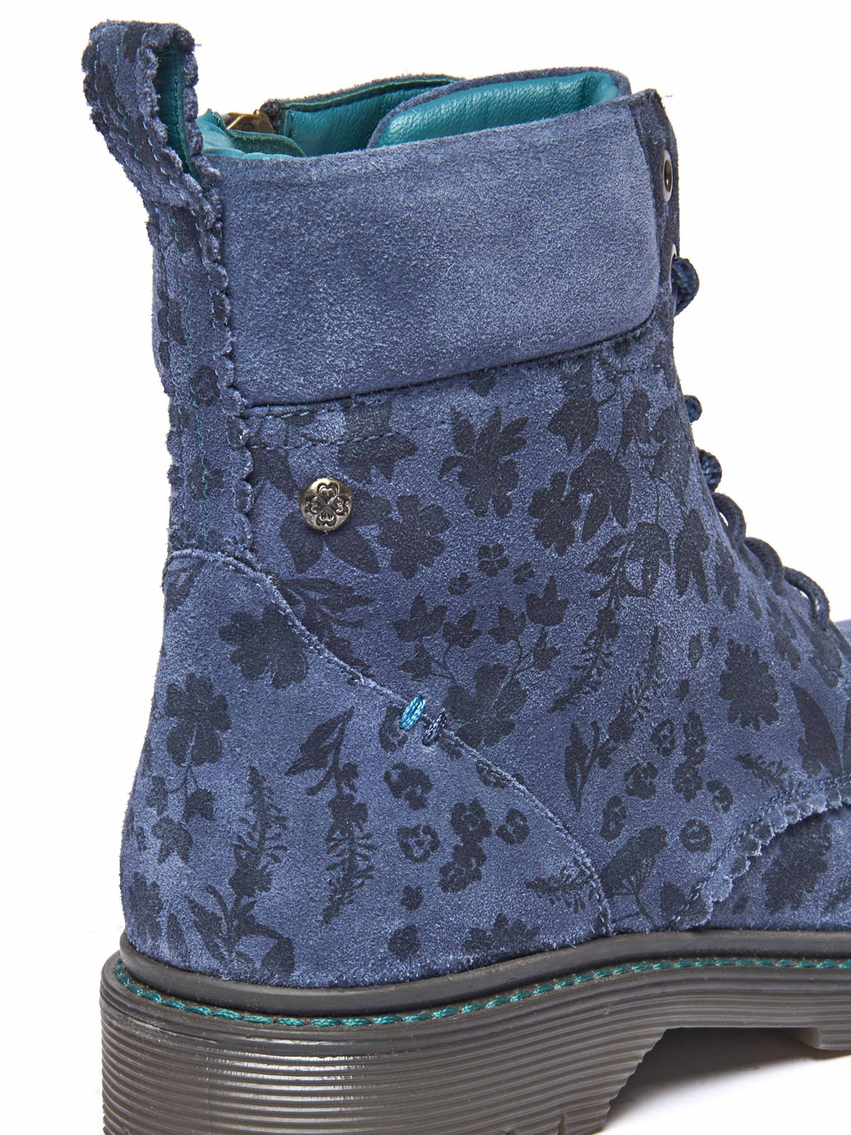 sturdy suede ankle boots - BEATTOCK DENIM SUEDE FLORAL PRINT