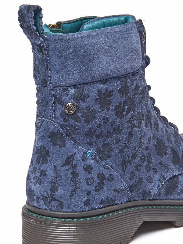 sturdy suede ankle boots - BEATTOCK DENIM SUEDE FLORAL PRINT