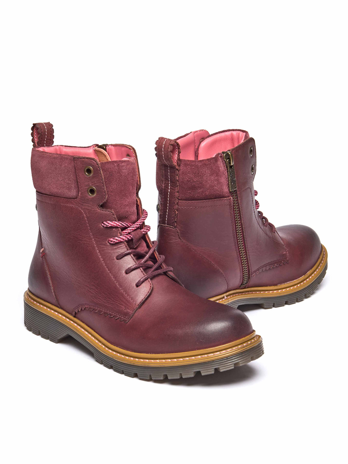 Red sturdy suede ankle boots - BEATTOCK ZINFANDEL RED WAXY LEATHER