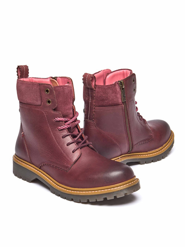 Red sturdy suede ankle boots - BEATTOCK ZINFANDEL RED WAXY LEATHER