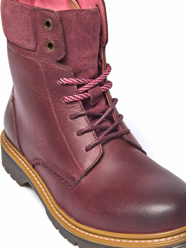 Red sturdy suede ankle boots - BEATTOCK ZINFANDEL RED WAXY LEATHER