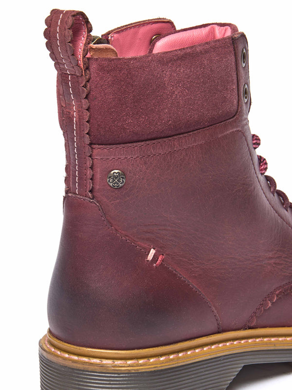 Red sturdy suede ankle boots - BEATTOCK ZINFANDEL RED WAXY LEATHER