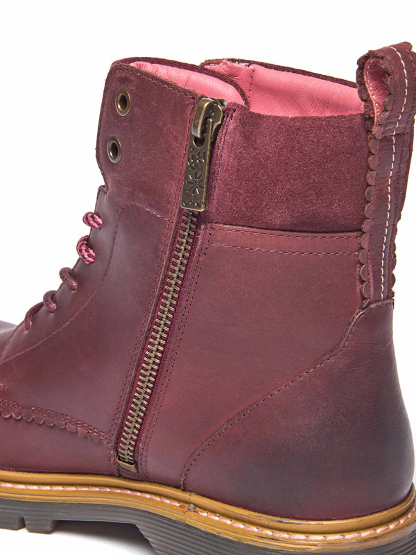 Red sturdy suede ankle boots - BEATTOCK ZINFANDEL RED WAXY LEATHER