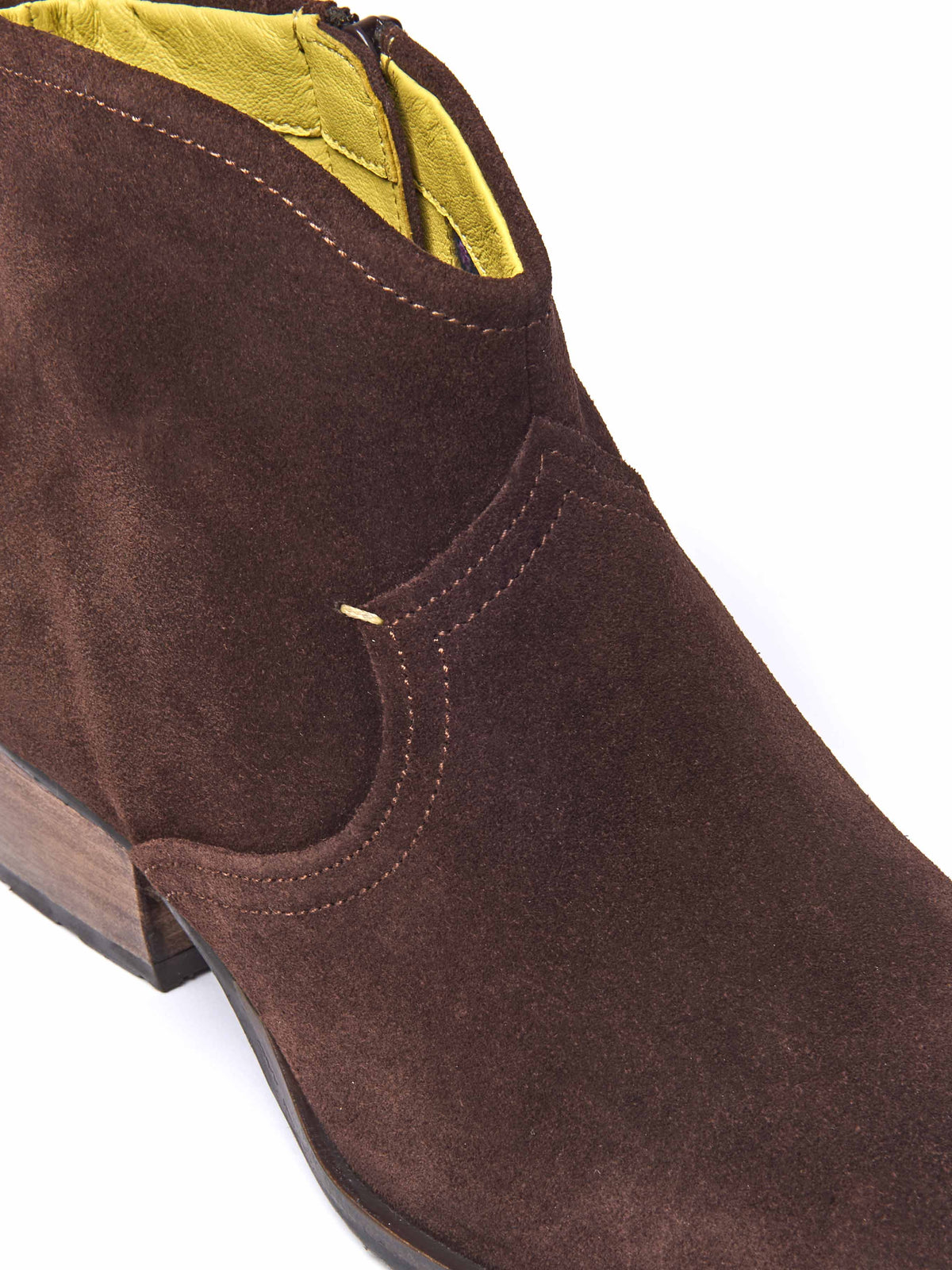 Brown western-style heeled ankle boot - YARDANG BROWN SUEDE