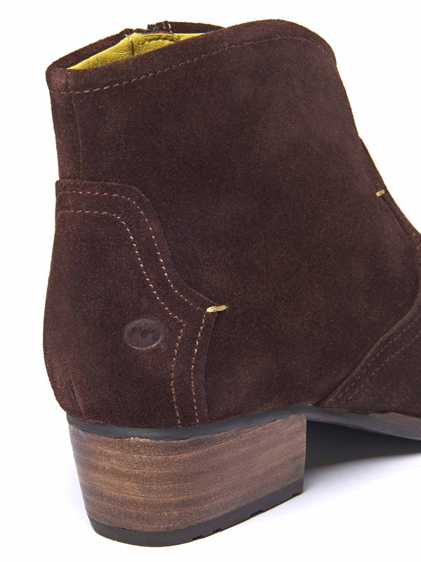 Brown western-style heeled ankle boot - YARDANG BROWN SUEDE