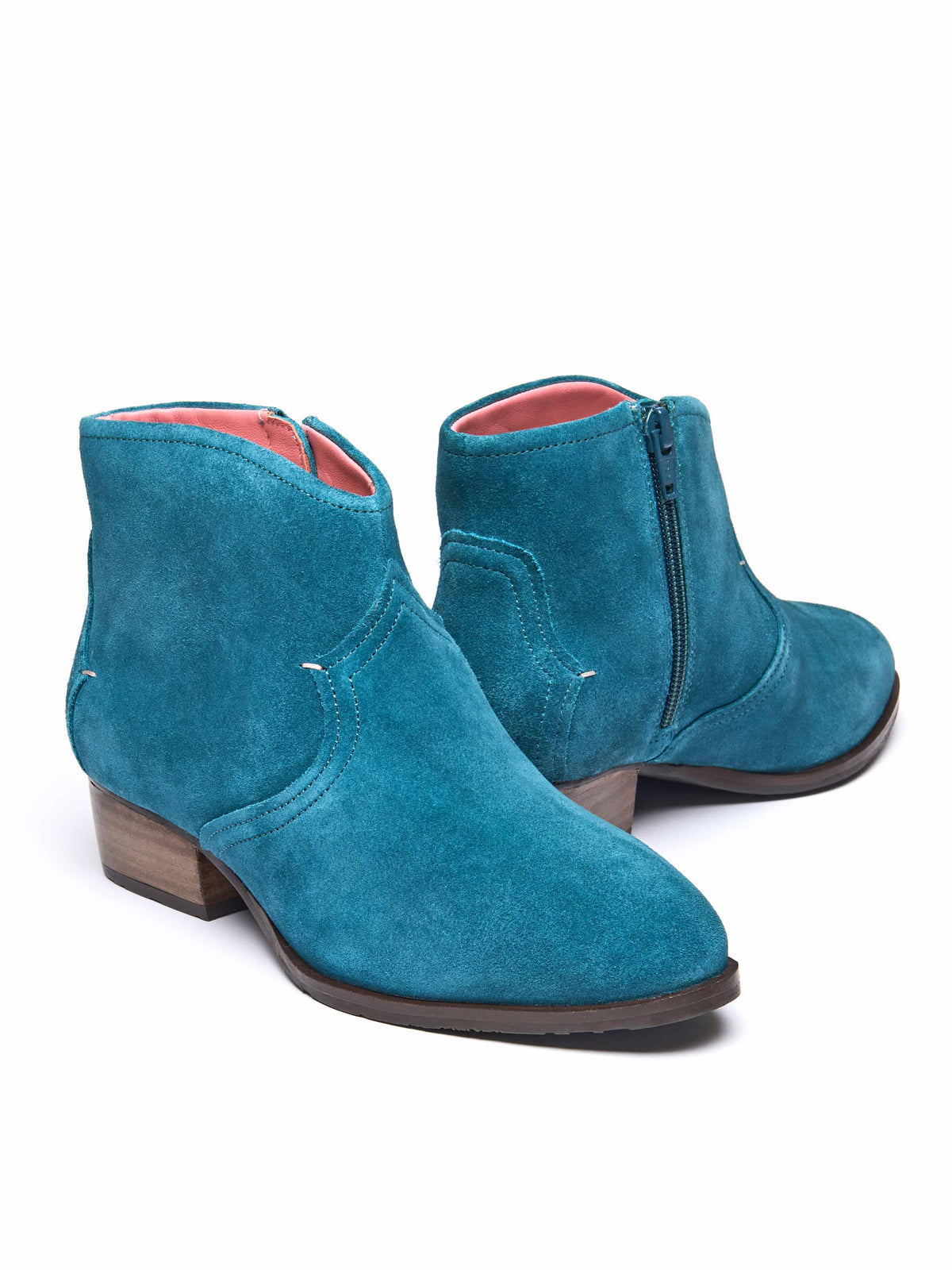 Blue western-style heeled ankle boot - YARDANG LAGOON SUEDE