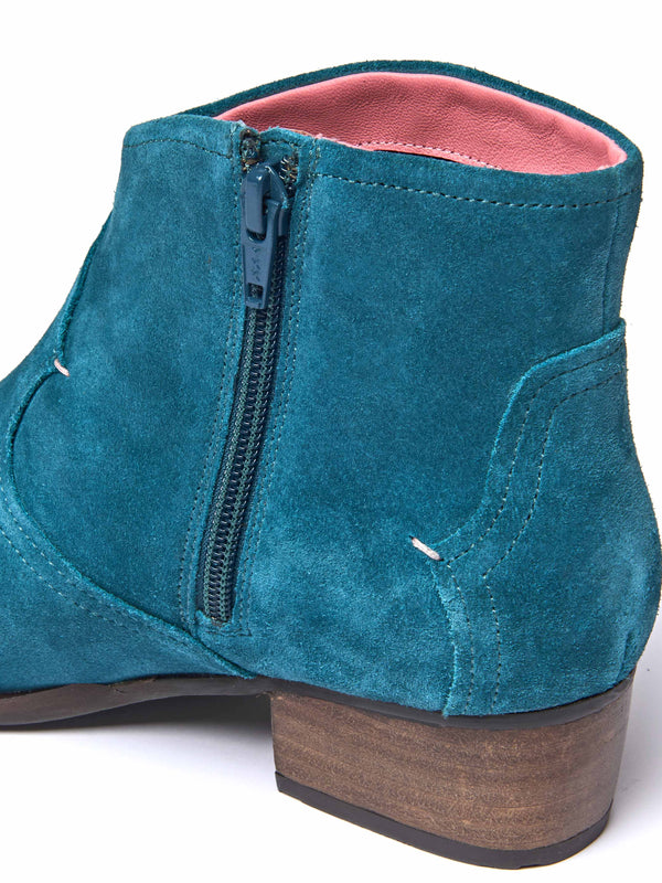 Blue western-style heeled ankle boot - YARDANG LAGOON SUEDE