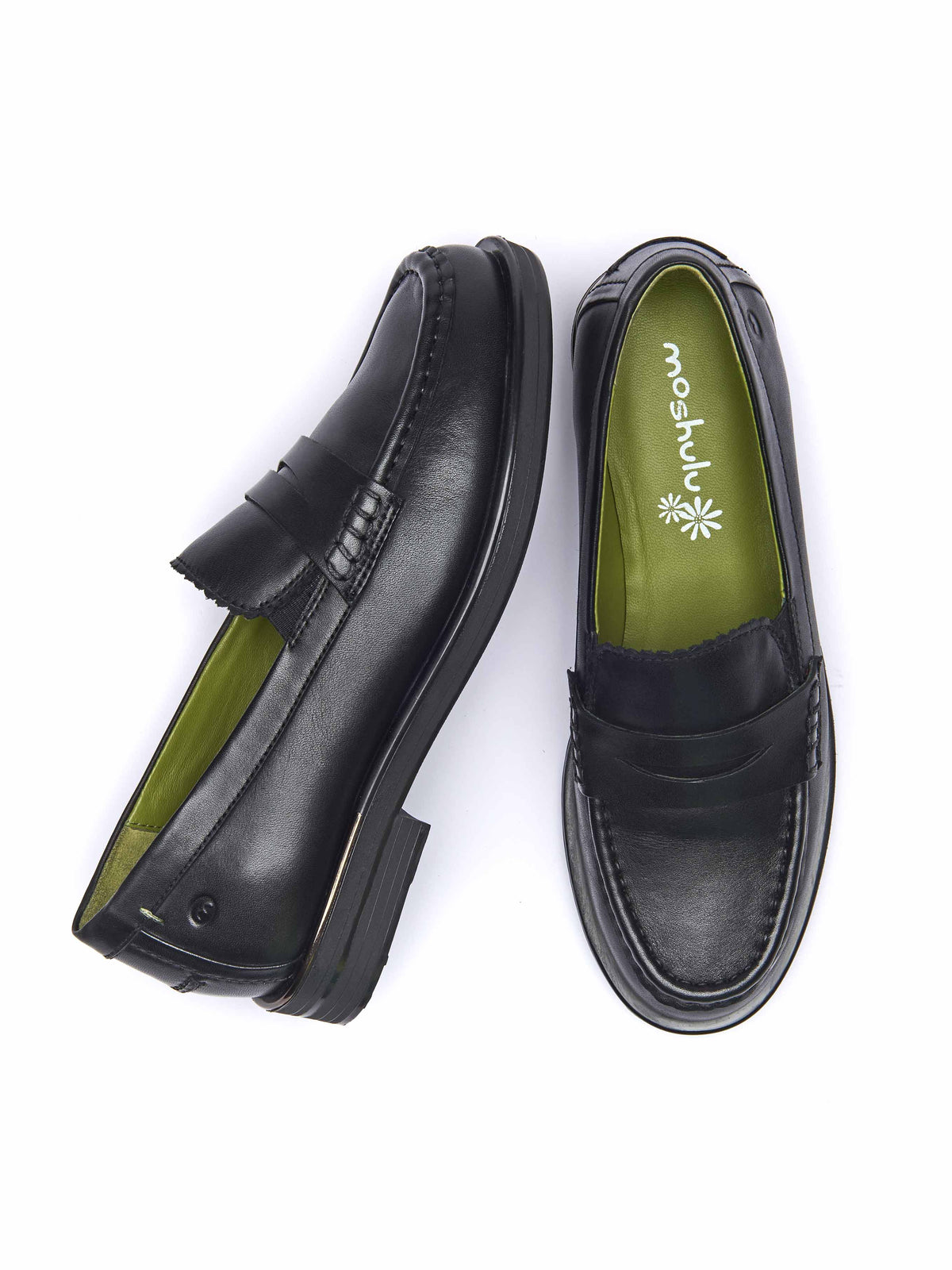 Black leather loafers with metal heel trim - PRION BLACK LEATHER