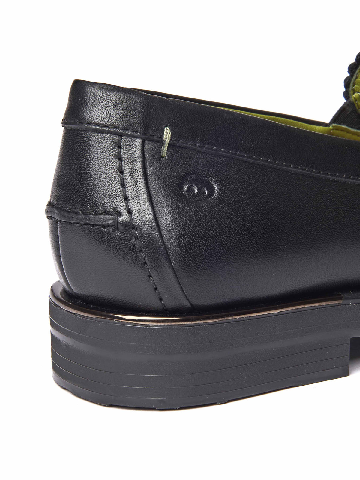 Black leather loafers with metal heel trim - PRION BLACK LEATHER