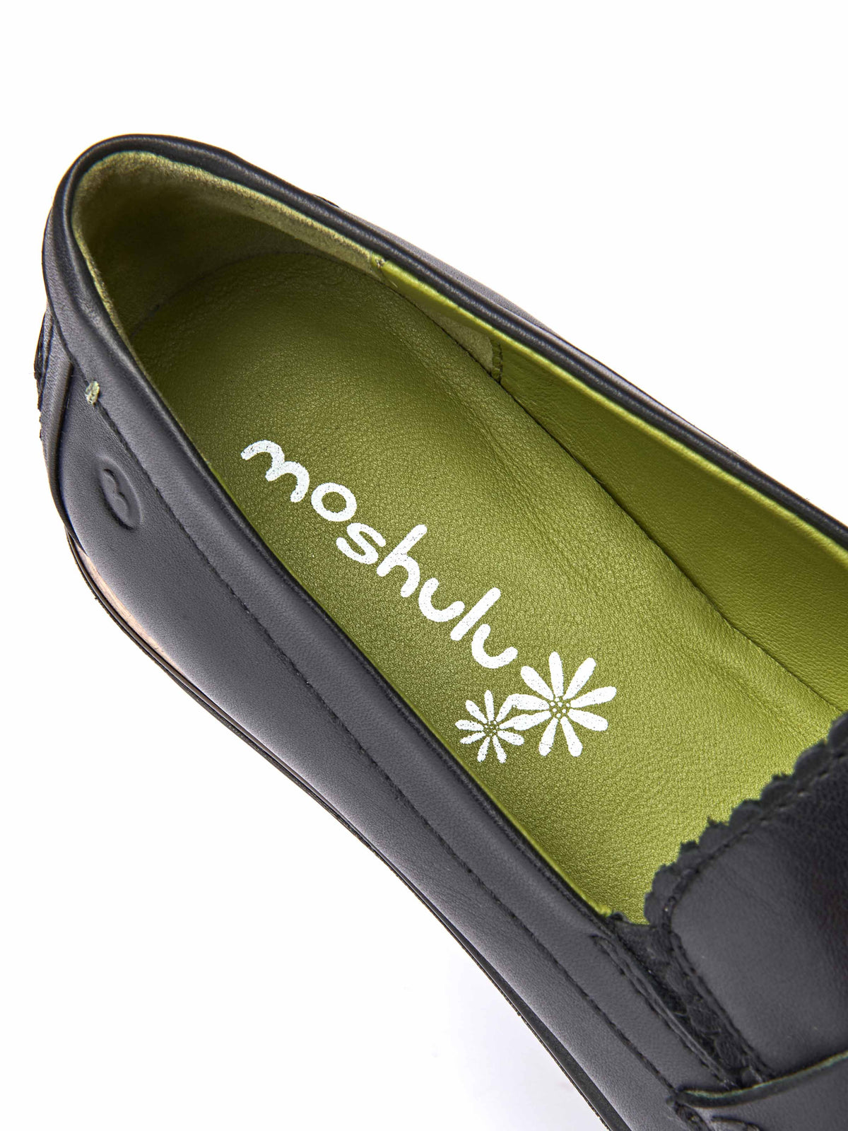 Black leather loafers with metal heel trim - PRION BLACK LEATHER