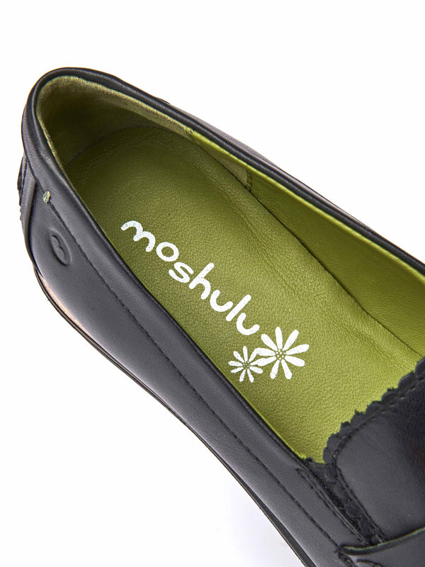 Black leather loafers with metal heel trim - PRION BLACK LEATHER
