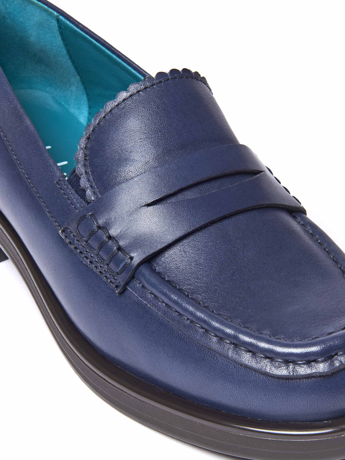 Blue leather loafers with metal heel trim - PRION INDIGO LEATHER