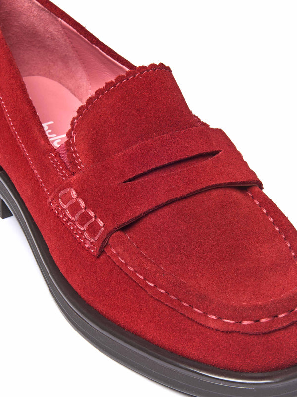 Red leather loafers with metal heel trim - PRION RED SUEDE