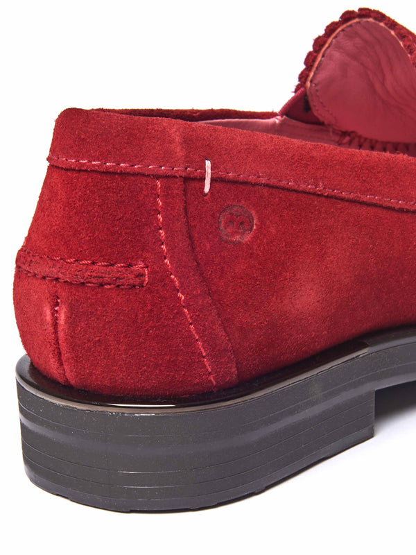 Red leather loafers with metal heel trim - PRION RED SUEDE