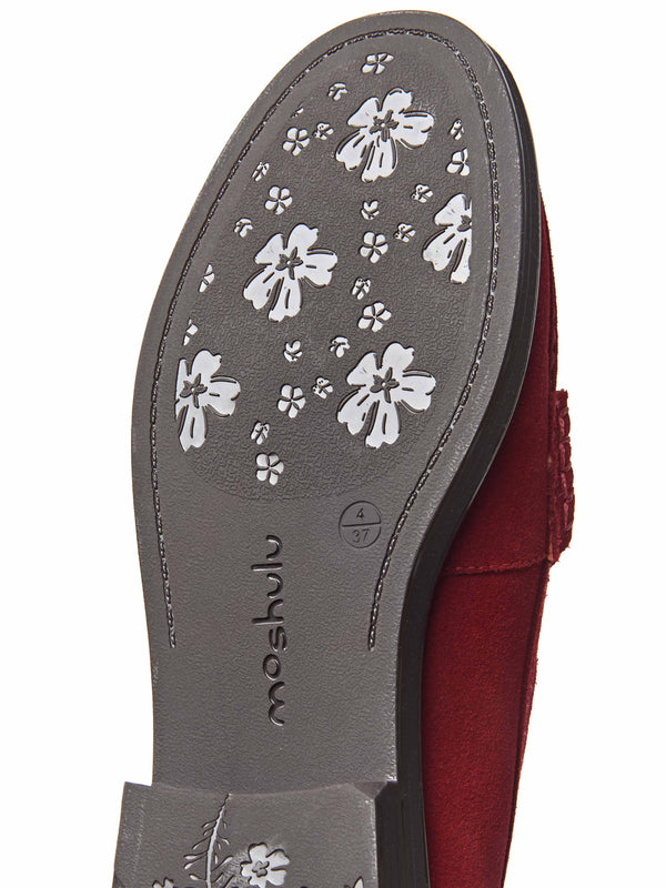 Red leather loafers with metal heel trim - PRION RED SUEDE