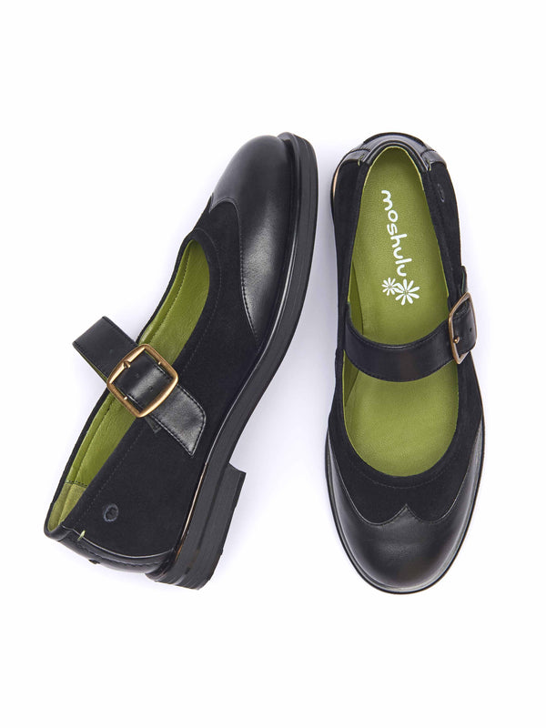 Black Mary-jane style leather shoes - FORSTER BLACK LEATHER /SUEDE