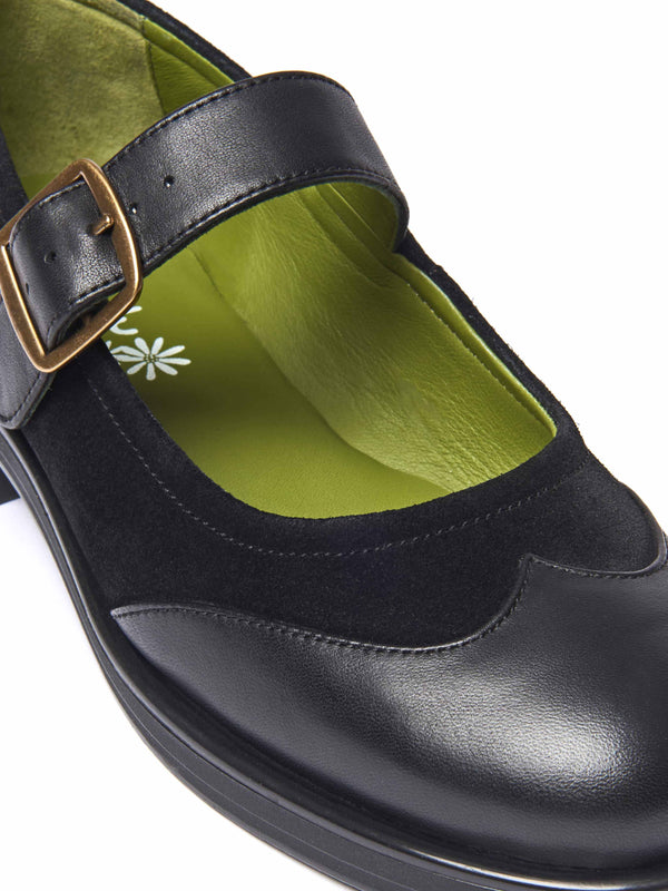 Black Mary-jane style leather shoes - FORSTER BLACK LEATHER /SUEDE