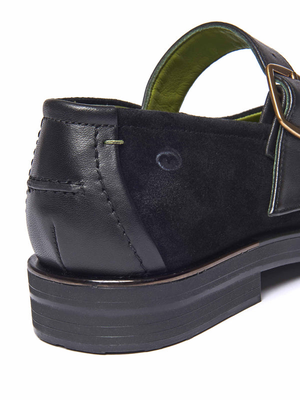 Black Mary-jane style leather shoes - FORSTER BLACK LEATHER /SUEDE