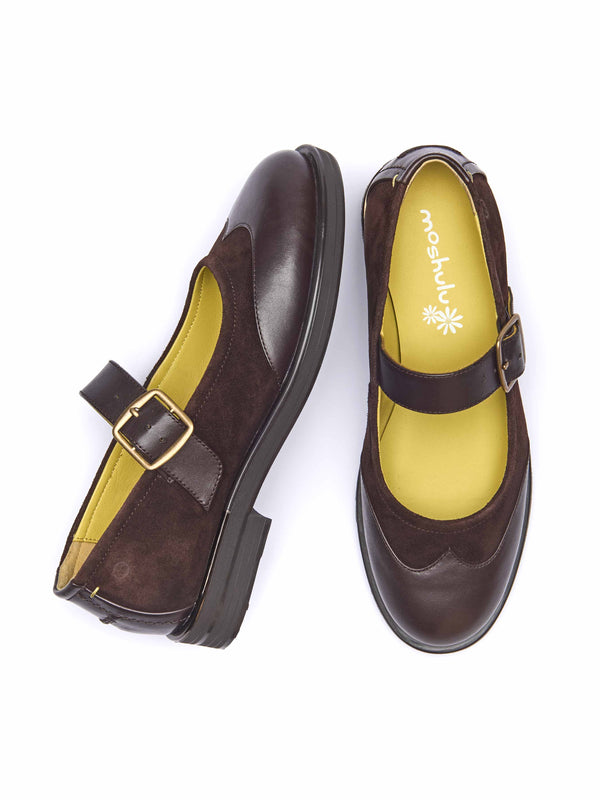 Brown Mary-jane style leather shoes - FORSTER BROWN LEATHER/SUEDE