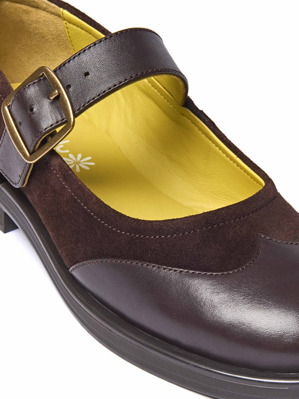Brown Mary-jane style leather shoes - FORSTER BROWN LEATHER/SUEDE