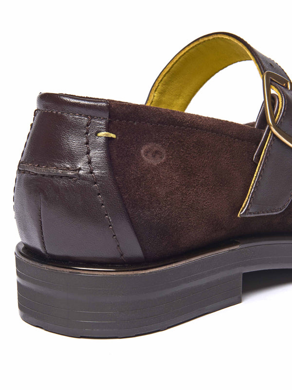 Brown Mary-jane style leather shoes - FORSTER BROWN LEATHER/SUEDE