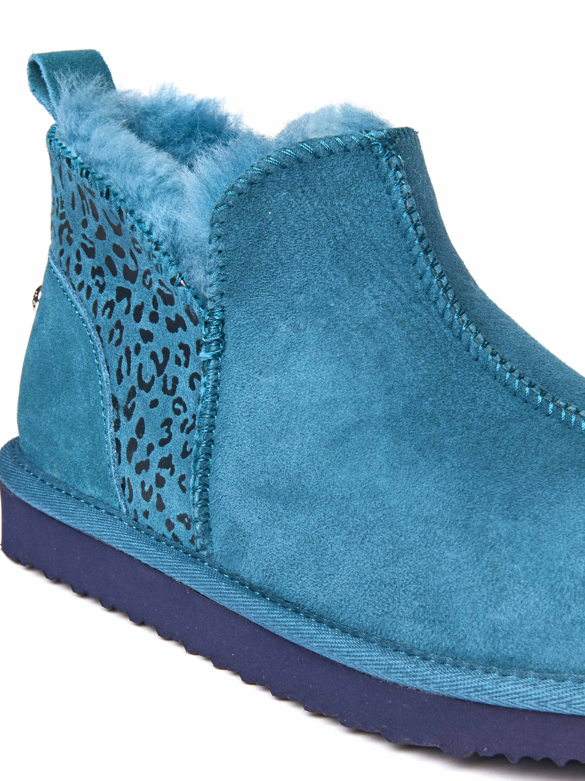Blue / Green / Animal Print sheepskin slipper boots - BOLBERRY LAGOON LEOPARD