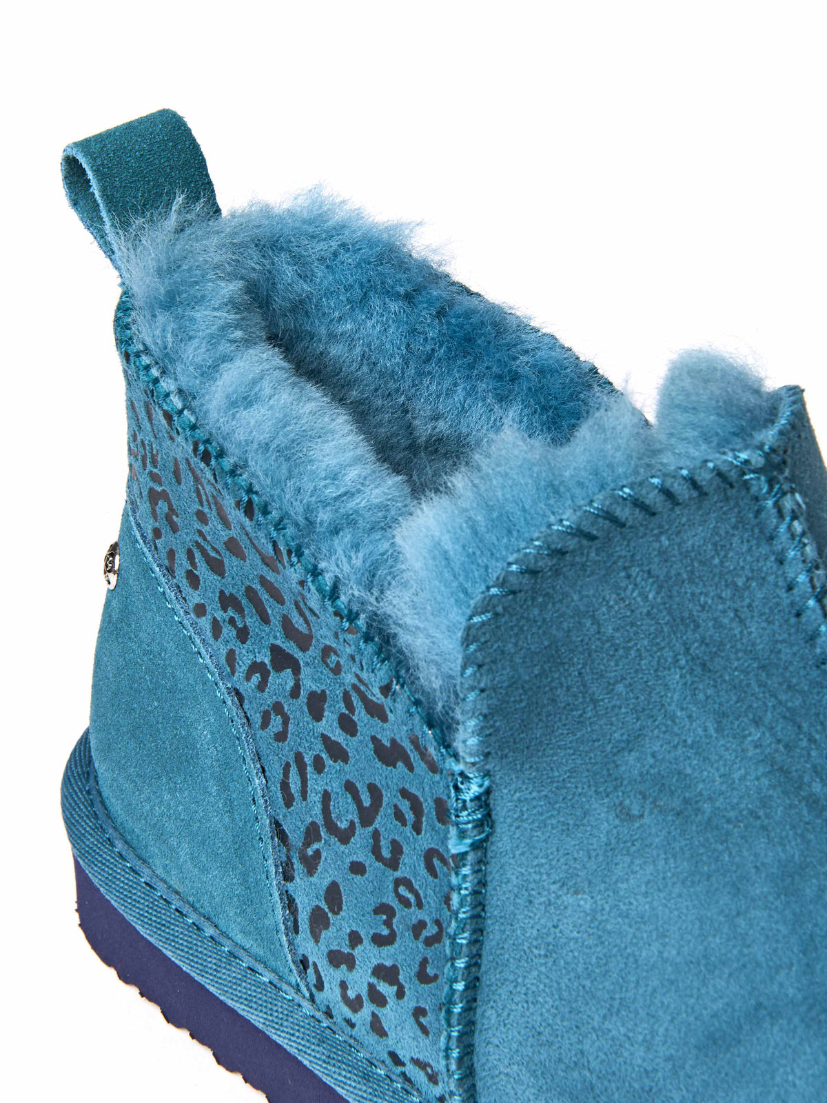 Blue / Green / Animal Print sheepskin slipper boots - BOLBERRY LAGOON LEOPARD