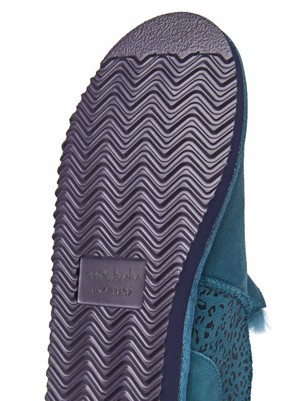 Blue / Green / Animal Print sheepskin slipper boots - BOLBERRY LAGOON LEOPARD