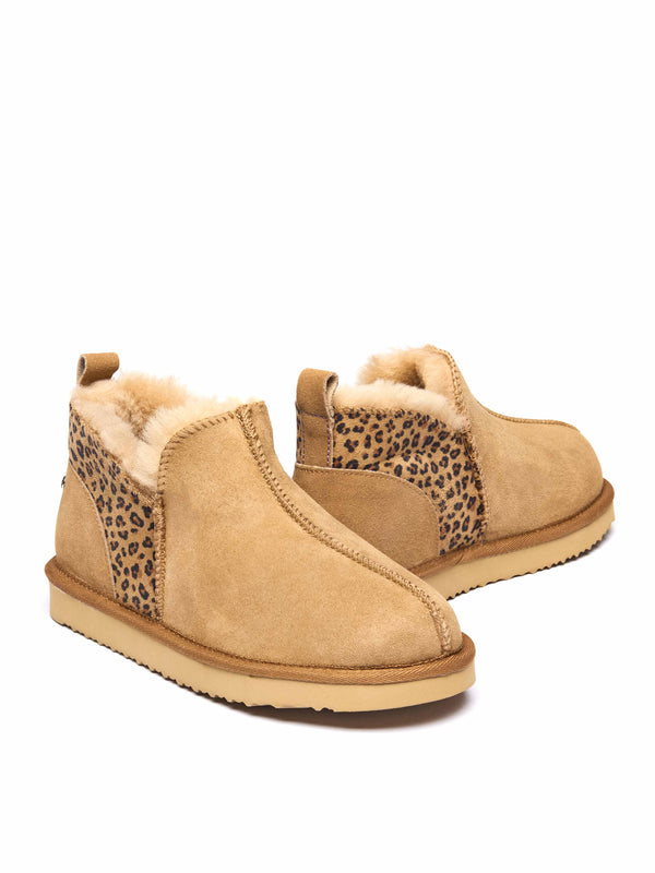 Tan / Animal Print sheepskin slipper boots - BOLBERRY TAN LEOPARD