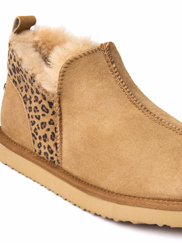 Tan / Animal Print sheepskin slipper boots - BOLBERRY TAN LEOPARD