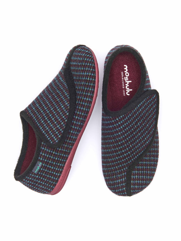 Red checked thick strap slippers - JAMMEL ZINFANDEL RED