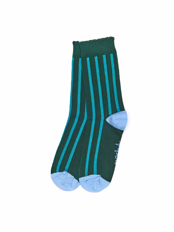 Green striped pattern socks - BADIS JADE GREEN