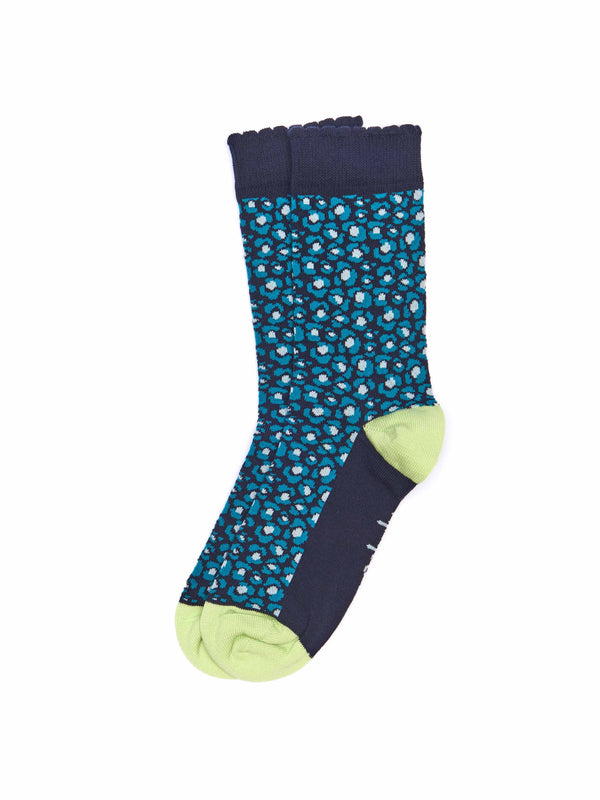 Blue animal print pattern socks - MUDSKIPPER INDIGO