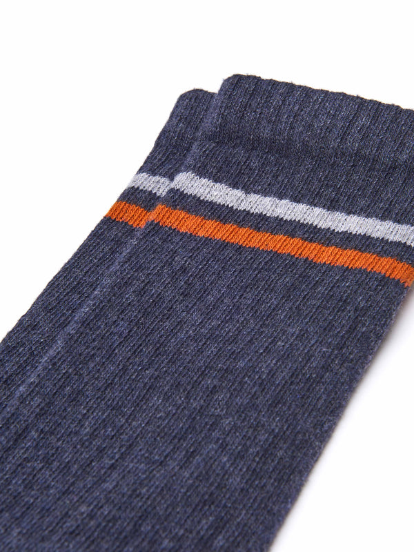Blue sport-style men's striped socks - POTHOS NAVY