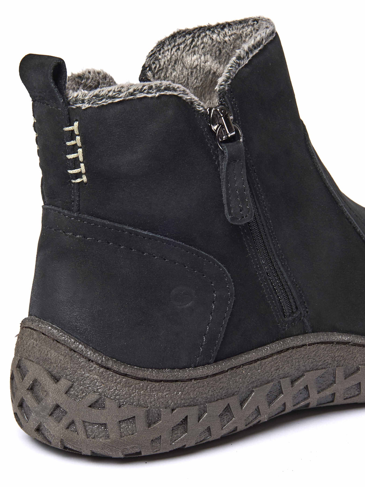 Black dual-zip faux fur lined nubuck ankle boot - COHEN BLACK NUBUCK