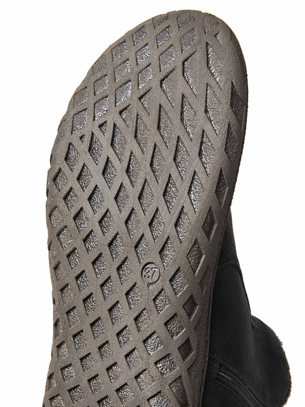 Black dual-zip faux fur lined nubuck ankle boot - COHEN BLACK NUBUCK