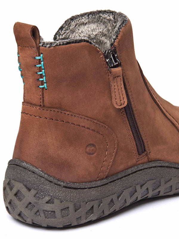 Brown dual-zip faux fur lined nubuck ankle boot - COHEN PECAN NUBUCK