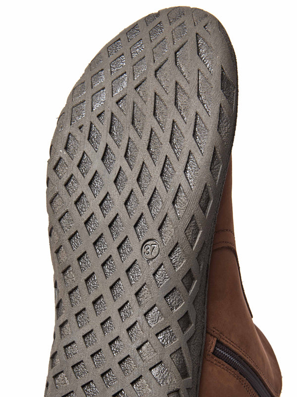 Brown dual-zip faux fur lined nubuck ankle boot - COHEN PECAN NUBUCK