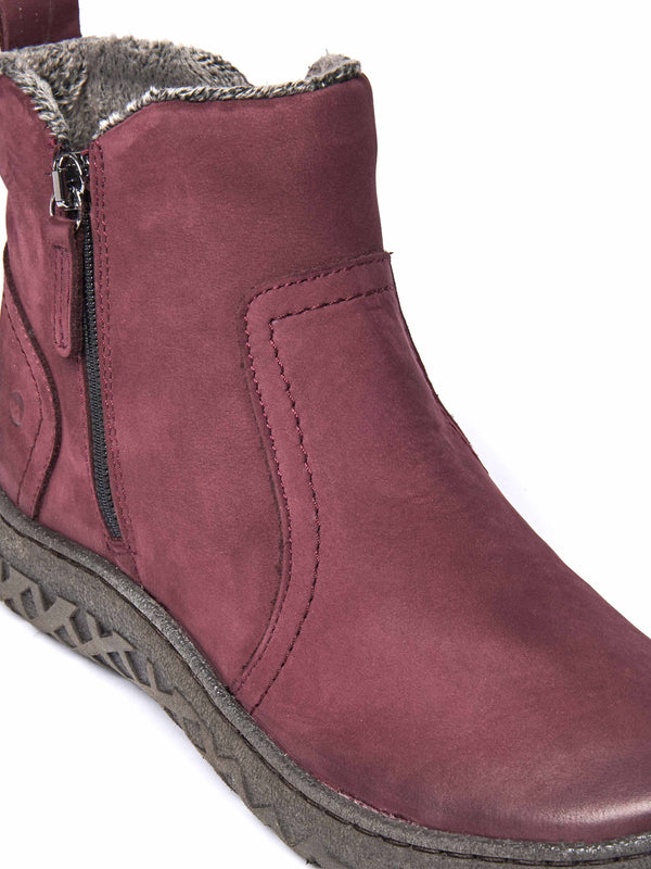 Red dual-zip faux fur lined nubuck ankle boot - COHEN ZINFANDEL RED NUBUCK