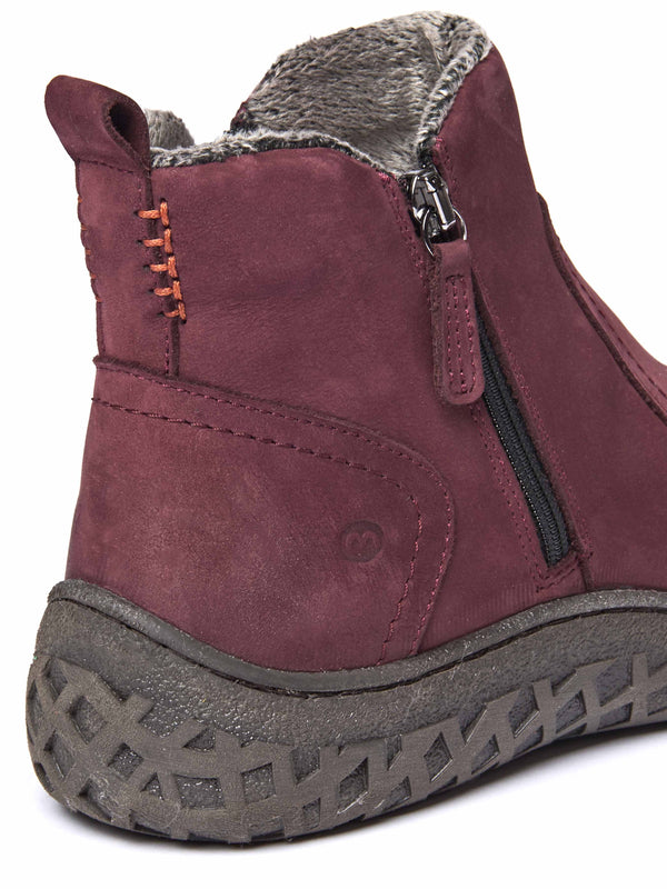 Red dual-zip faux fur lined nubuck ankle boot - COHEN ZINFANDEL RED NUBUCK