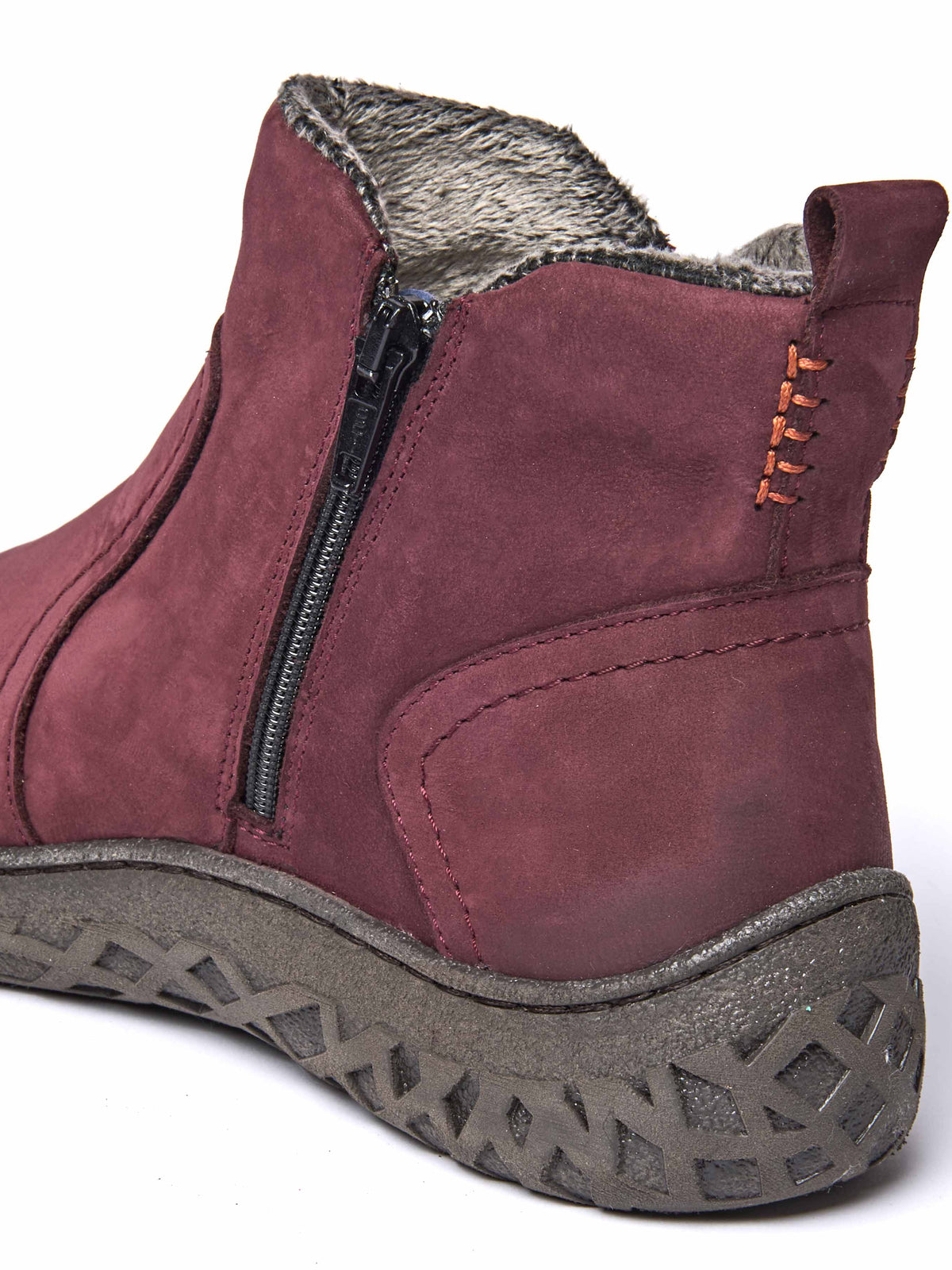 Red dual-zip faux fur lined nubuck ankle boot - COHEN ZINFANDEL RED NUBUCK