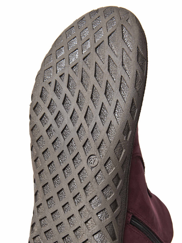 Red dual-zip faux fur lined nubuck ankle boot - COHEN ZINFANDEL RED NUBUCK