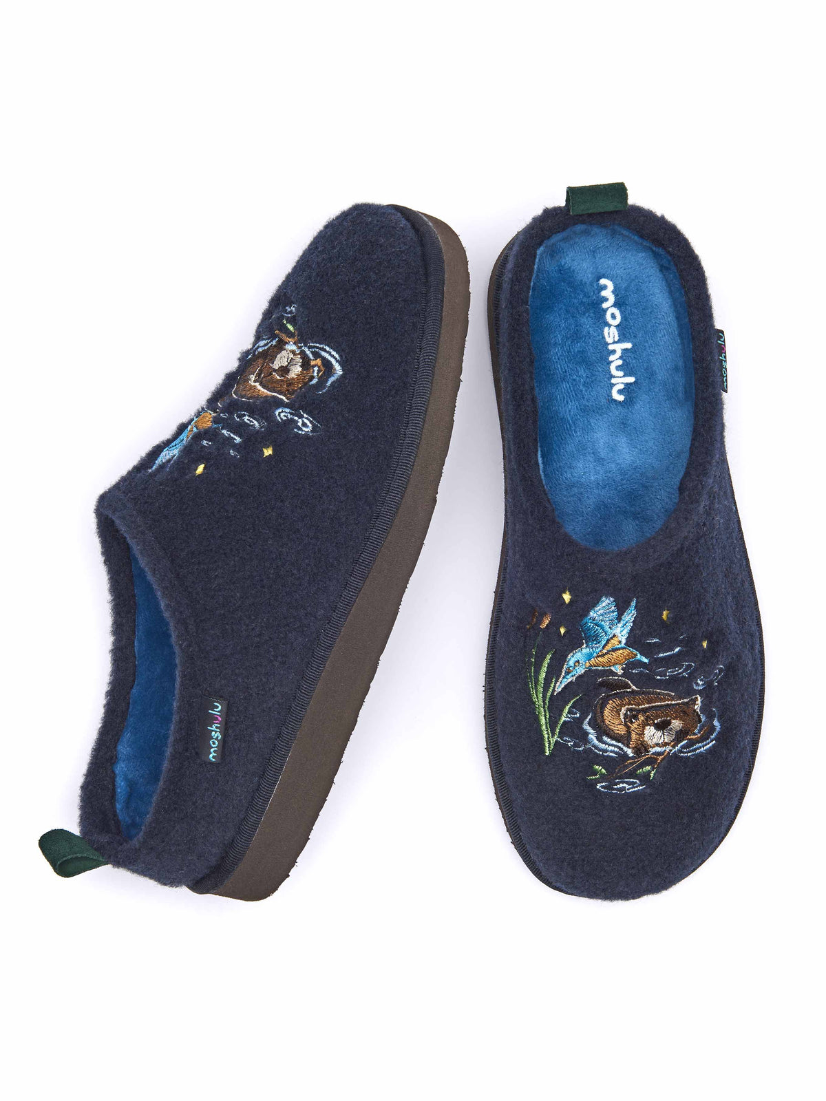 Blue embroidered mule slippers - WINTERCRESS INDIGO