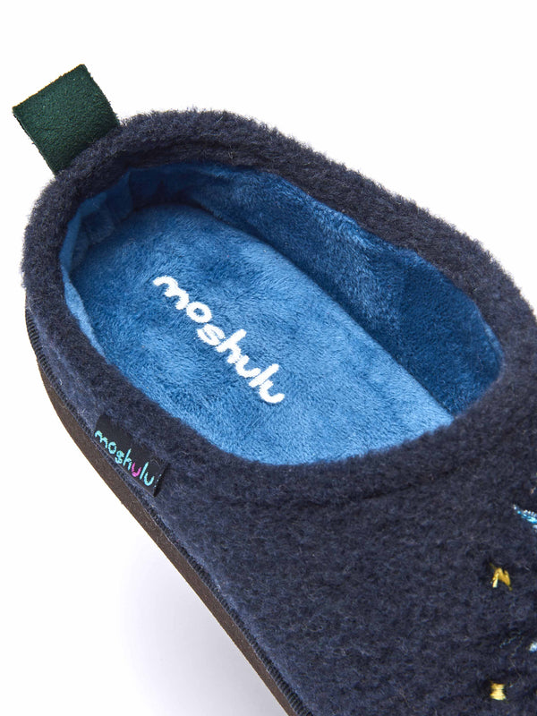 Blue embroidered mule slippers - WINTERCRESS INDIGO