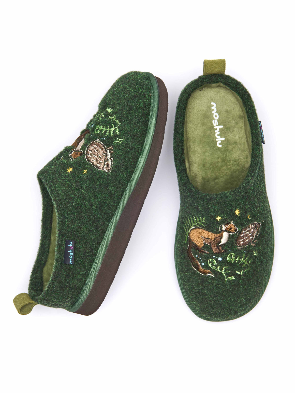 Green embroidered mule slippers - WINTERCRESS PINE GREEN
