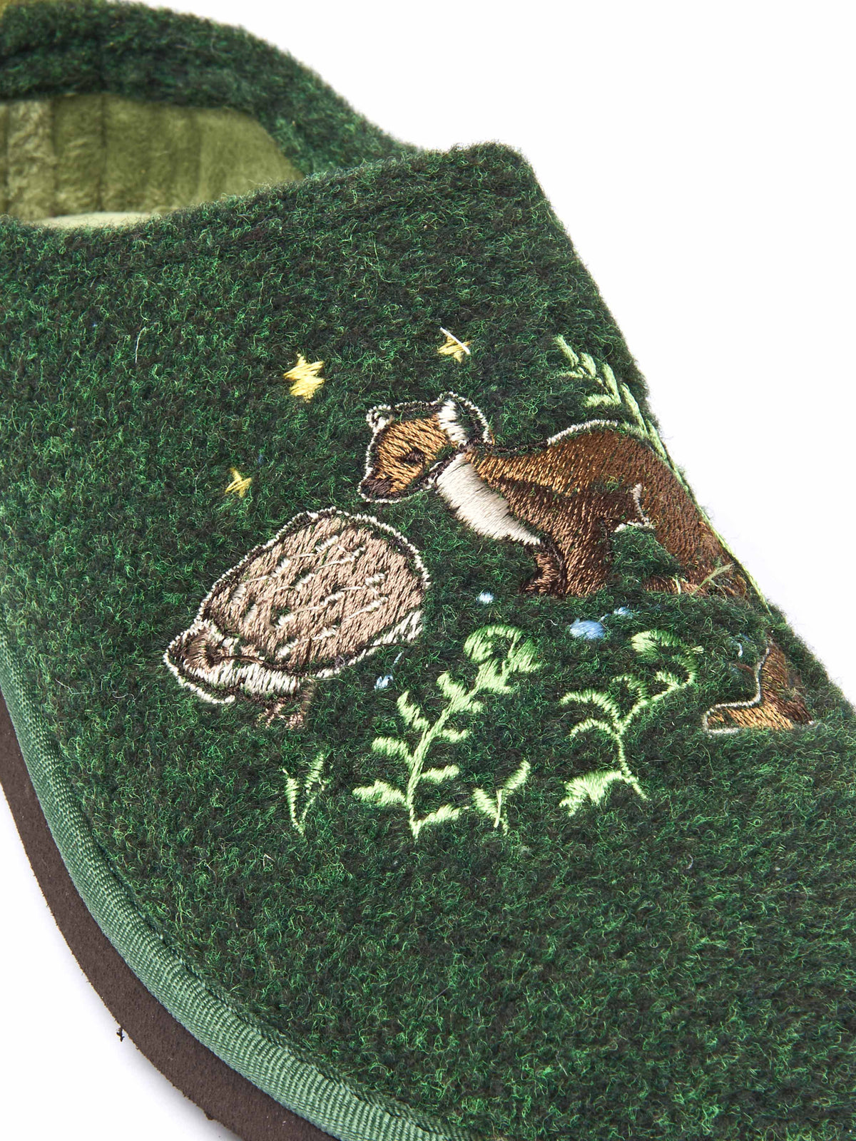 Green embroidered mule slippers - WINTERCRESS PINE GREEN