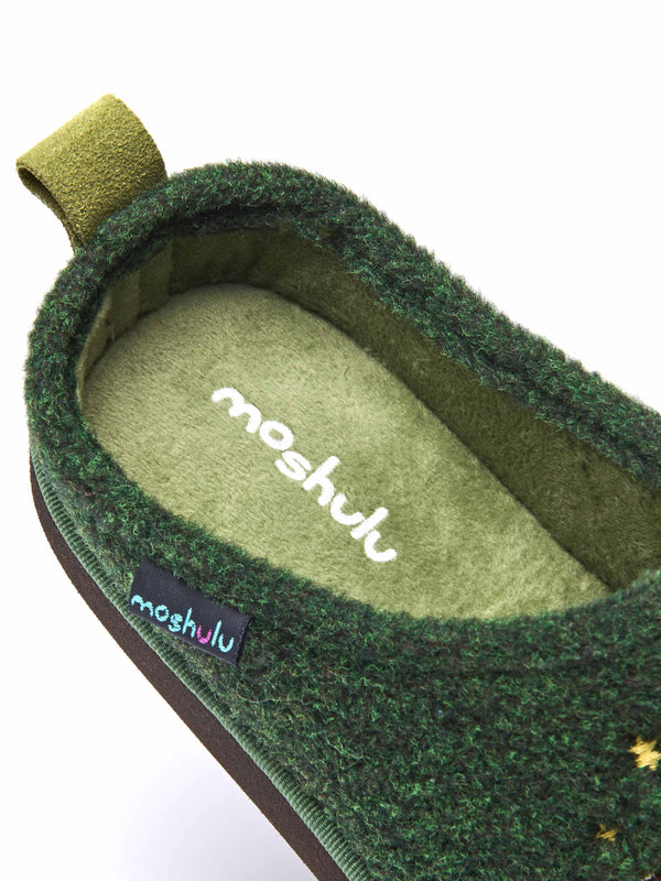 Green embroidered mule slippers - WINTERCRESS PINE GREEN