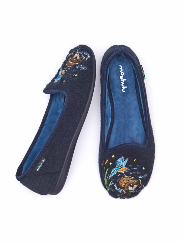 Blue embroidered ballerina slipper - LOVAGE INDIGO